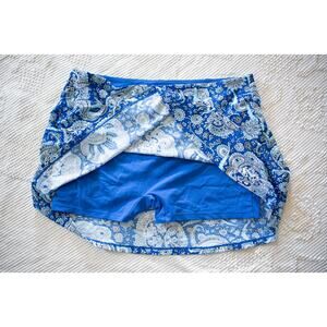 NEW Coolibar Sandbar Swim Skort XXL Bathing Suit Paisley Blue SPF 50 Resort Pool